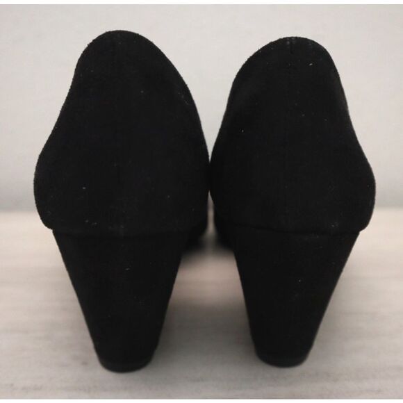 Kenneth Cole Reaction Sz 7.5M Black Microsuede Eltinn D'Orsay Wedge Pumps - Picture 4 of 12